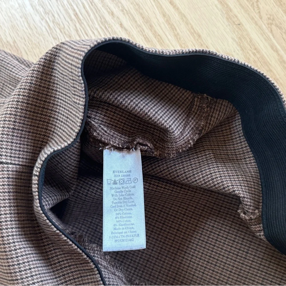 Everlane Kick Crop Work Pant Size 4 Retro Brown Houndstooth Ponte Stretch